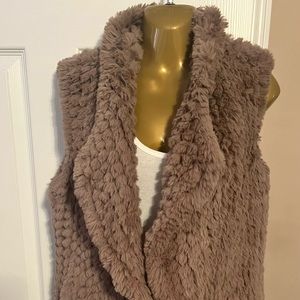 Saks Fifth Avenue Tan Faux Fur vest